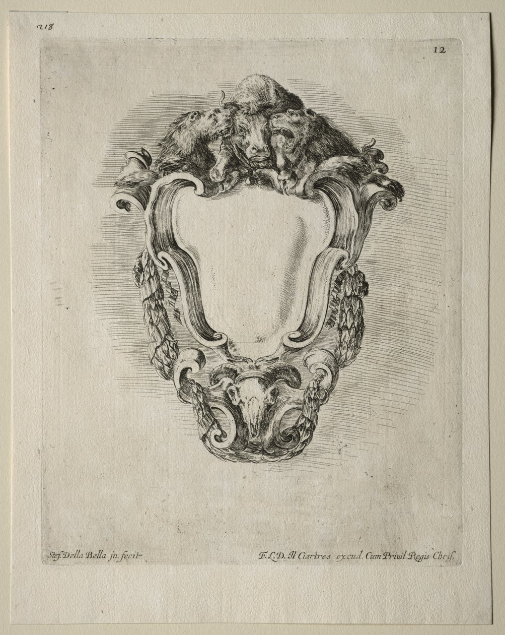 Collection de divers caprices et nouveaux dessins de cartouches et ornements : No 12 - Stefano della Bella
