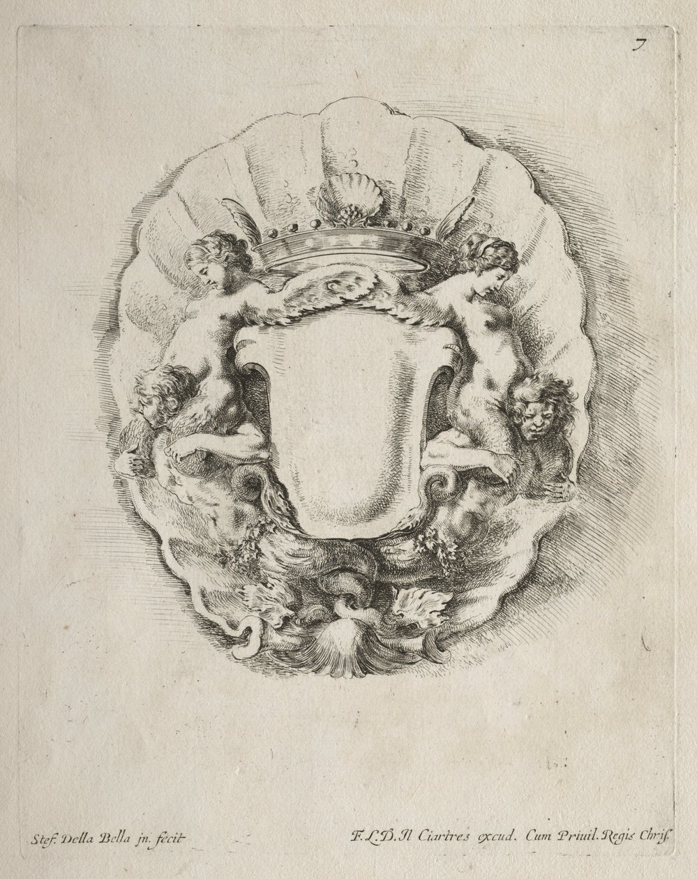 Collection de divers caprices et nouveaux dessins de cartouches et ornements : No 7 - Stefano della Bella