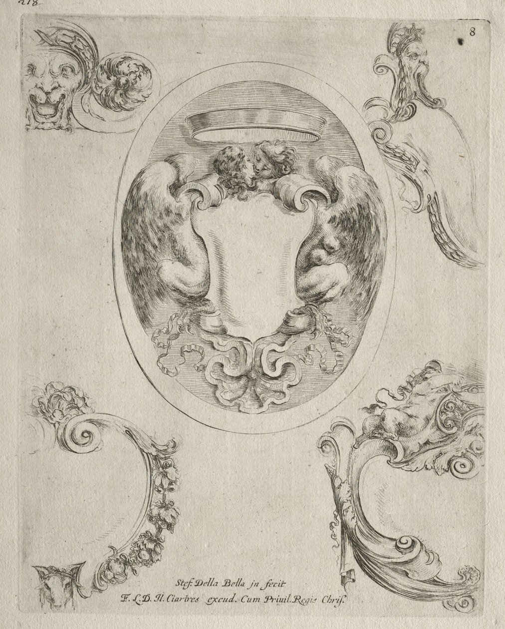 Collection de divers caprices et nouveaux dessins de cartouches et ornements : No 8 - Stefano della Bella