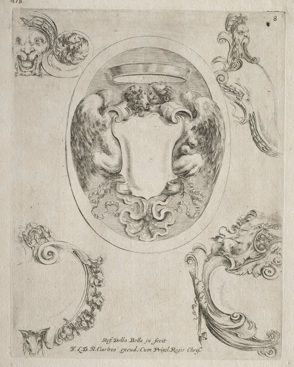 Collection de divers caprices et nouveaux dessins de cartouches et ornements : n°8 - Stefano della Bella