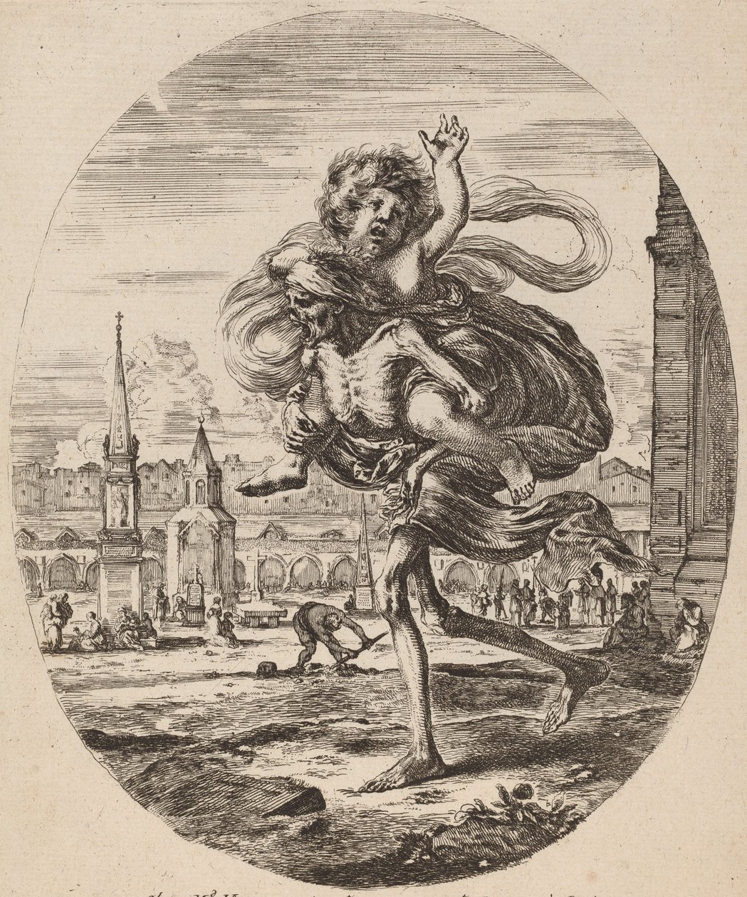 La Mort portant un enfant vers la gauche, probablement 1648 - Stefano della Bella