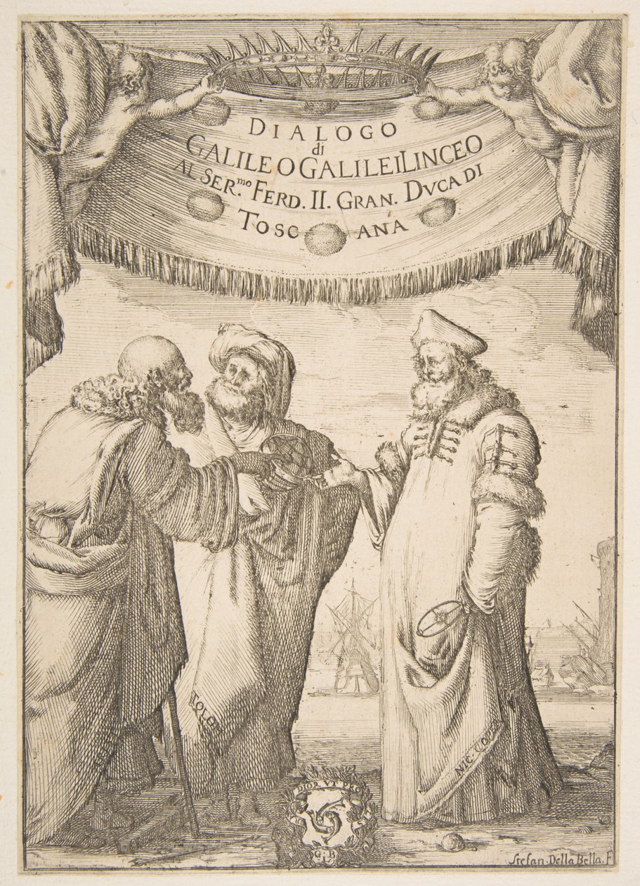 Frontispice pour Dialogo di Galileo Galilei - Stefano della Bella