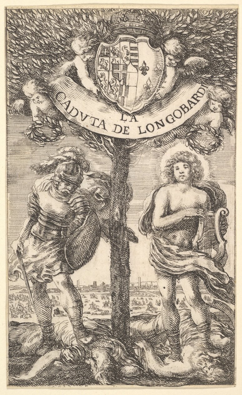 Frontispice pour La Chute des Longobardi, poèmes de Sigismond B..., 1656 - Stefano della Bella