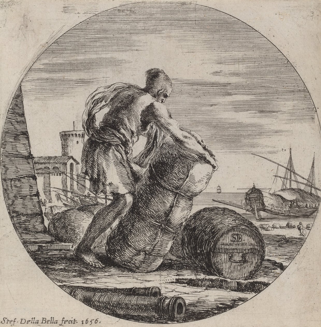 Esclave de galère tirant la cargaison d