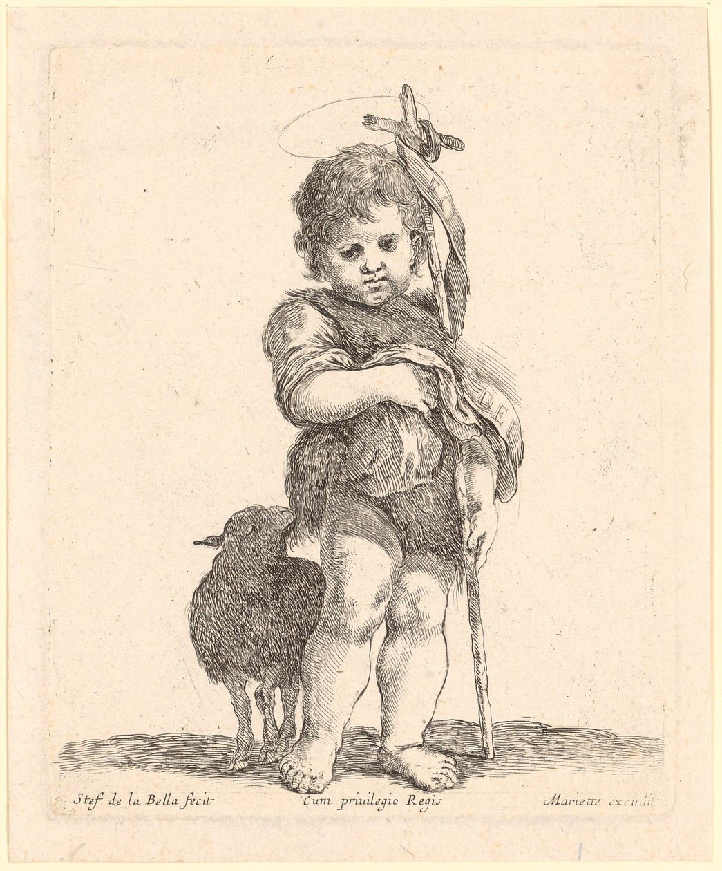 Jean-Baptiste, enfant, ramassant son vêtement - Stefano della Bella