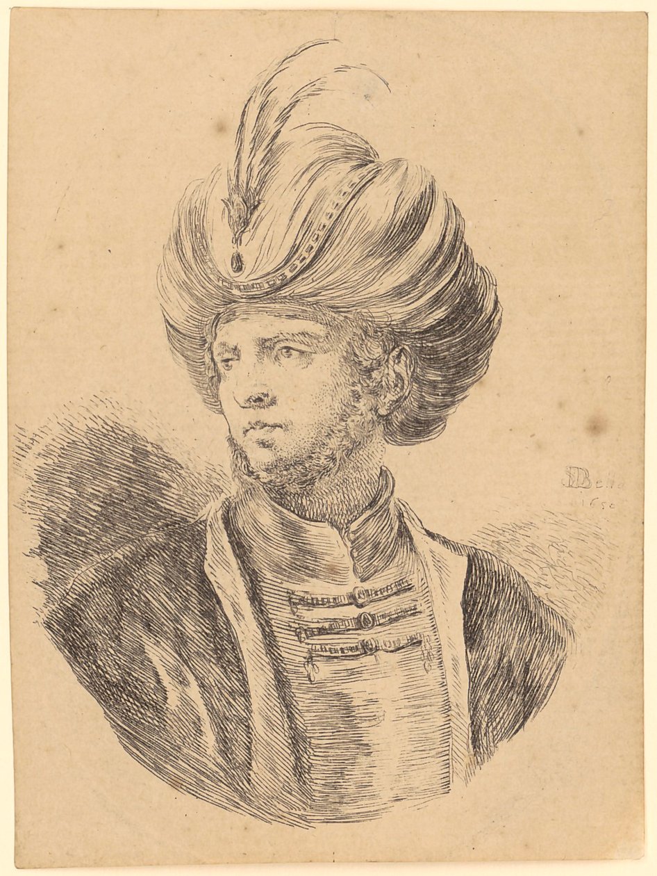 Jeune homme à la barbiche et au turban, de trois quarts vers la gauche - Stefano della Bella