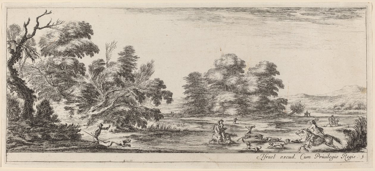 Paysage avec chasse au cerf, avant ou en 1647 - Stefano della Bella