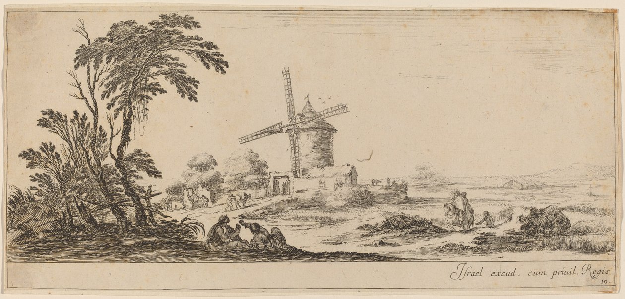 Paysage avec moulin à vent - Stefano della Bella