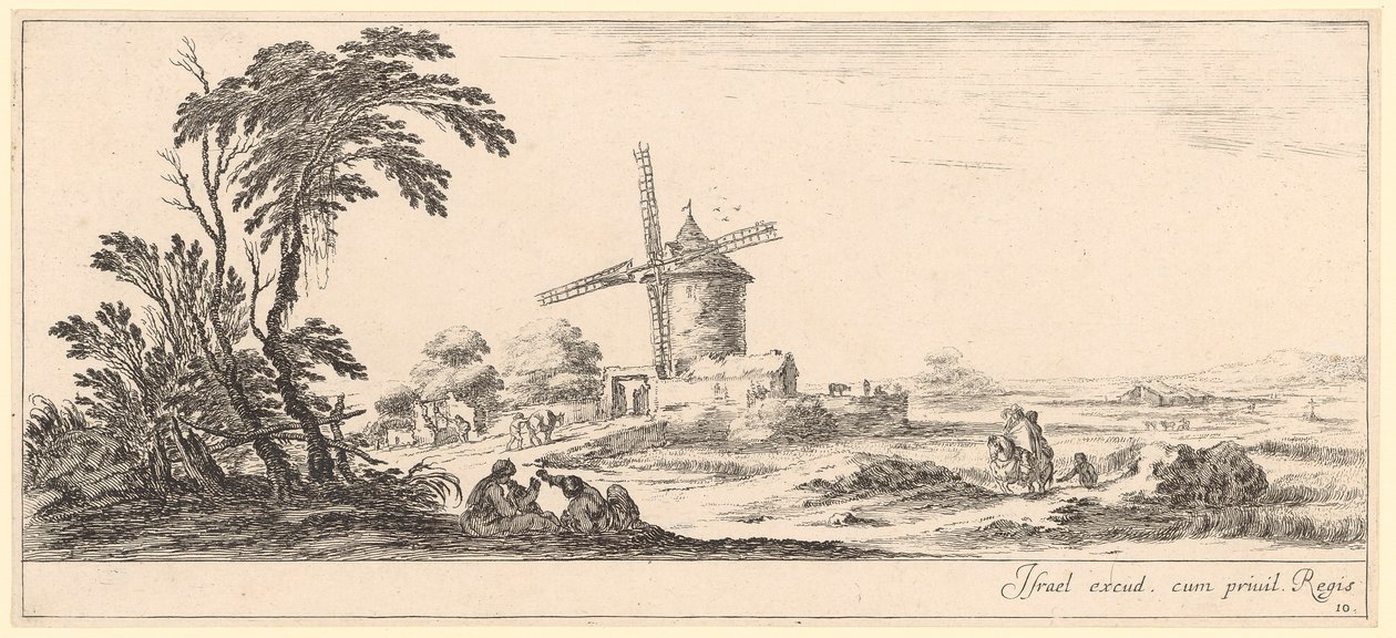 Paysage avec un moulin à vent - Stefano della Bella