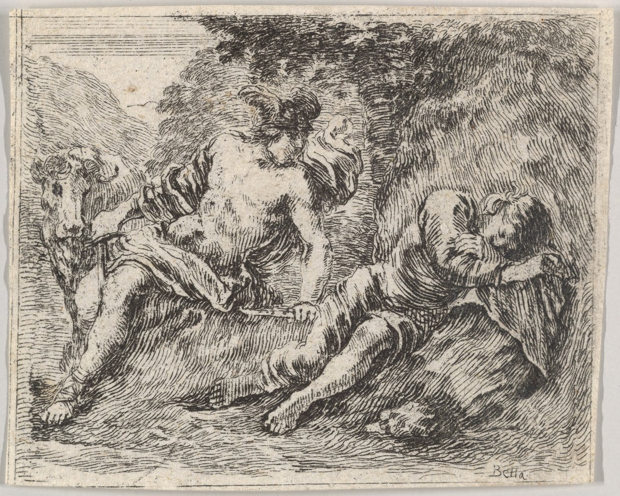 Mercure et Argos, du Jeu de la Mythologie, 1644 - Stefano della Bella