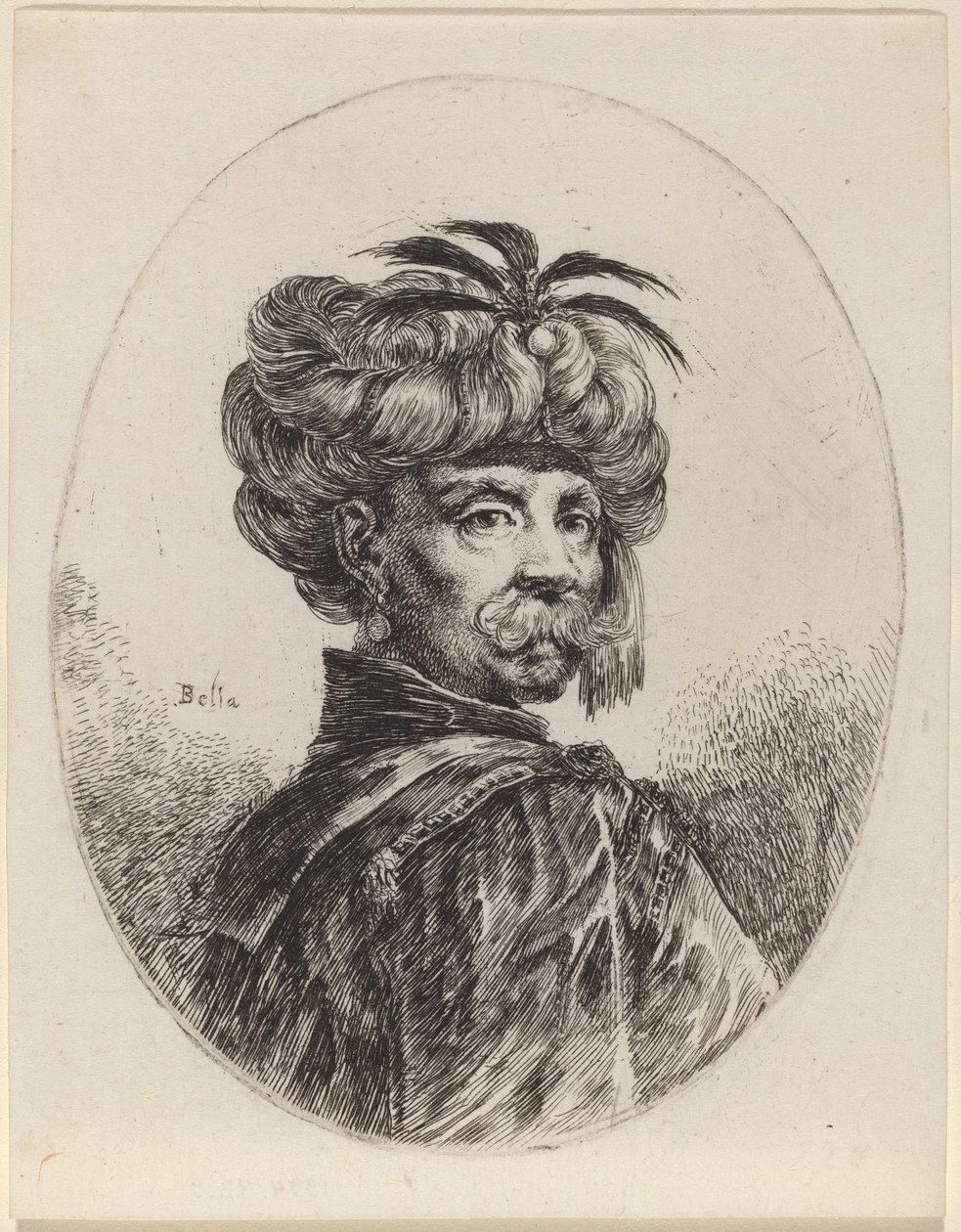 Maure avec un turban orné de cinq plumes - Stefano della Bella