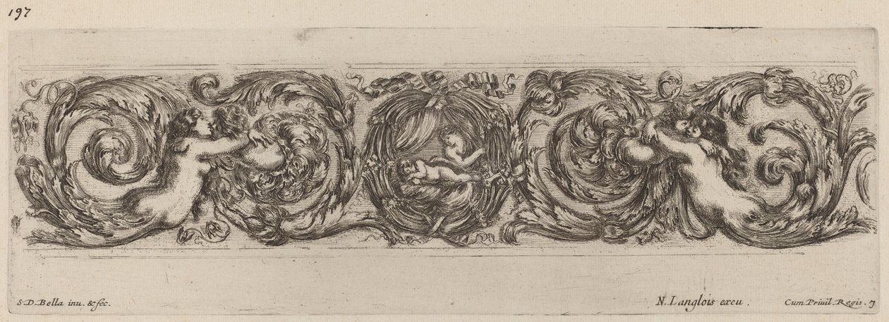 Frise ornementale avec Cupidon et Psyché, probablement 1648 - Stefano della Bella