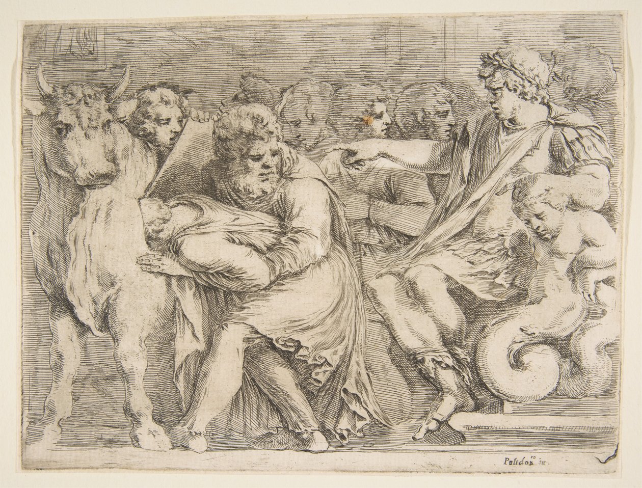 Phalaris jetant Perillus dans le taureau de bronze, 17e siècle - Stefano della Bella