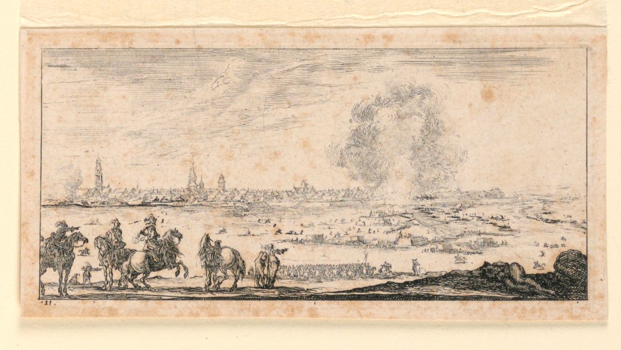 Planche 11, de "Desseins de quelques conduites de troupes, canons, et attaques de villes" - Stefano della Bella