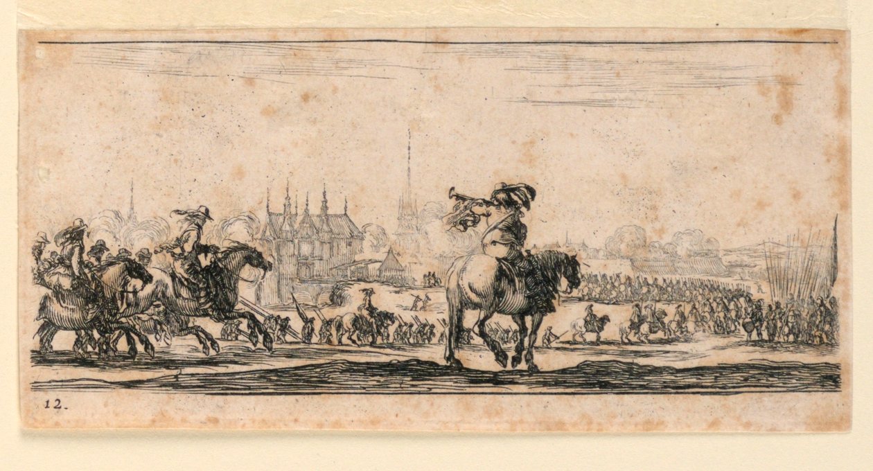 Planche 12, de "Desseins de Queleques Conduites de Troupes, Canons, et Ataques de Villes" - Stefano della Bella