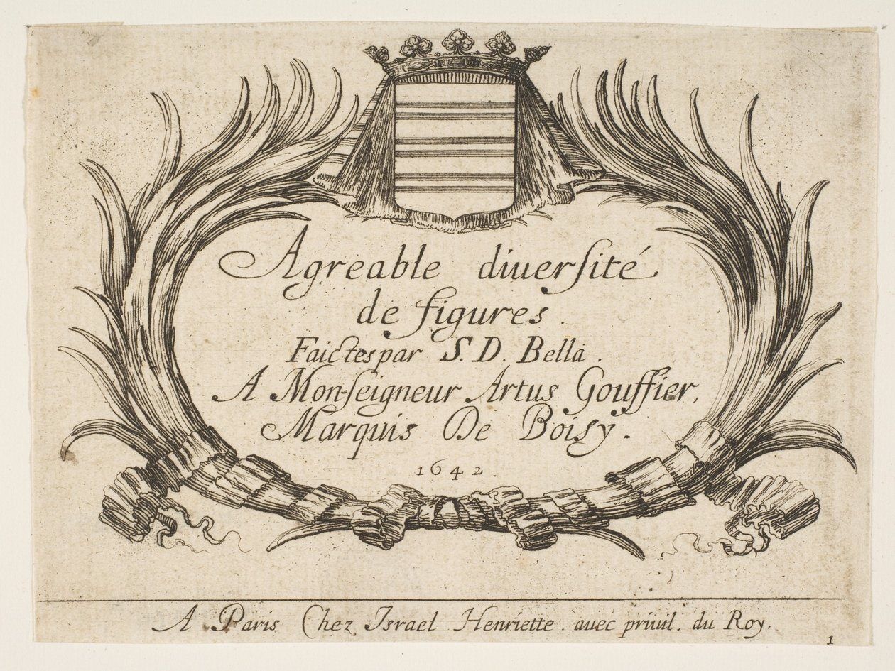 Planche 1 : Deux palmiers et un blason encadrent le titre et la dédicace, page de titre pour 