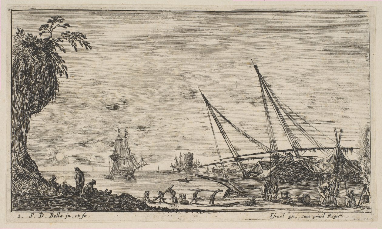 Planche 1 : port avec des navires, de 