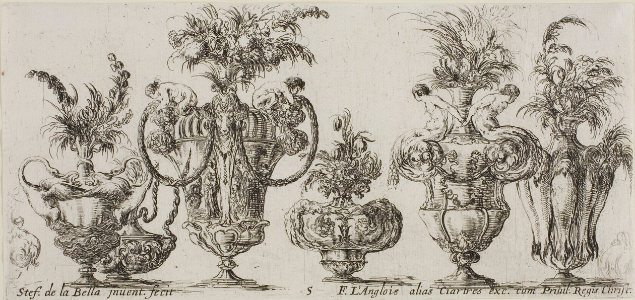 Planche cinq de la Collection de divers vases - Stefano della Bella