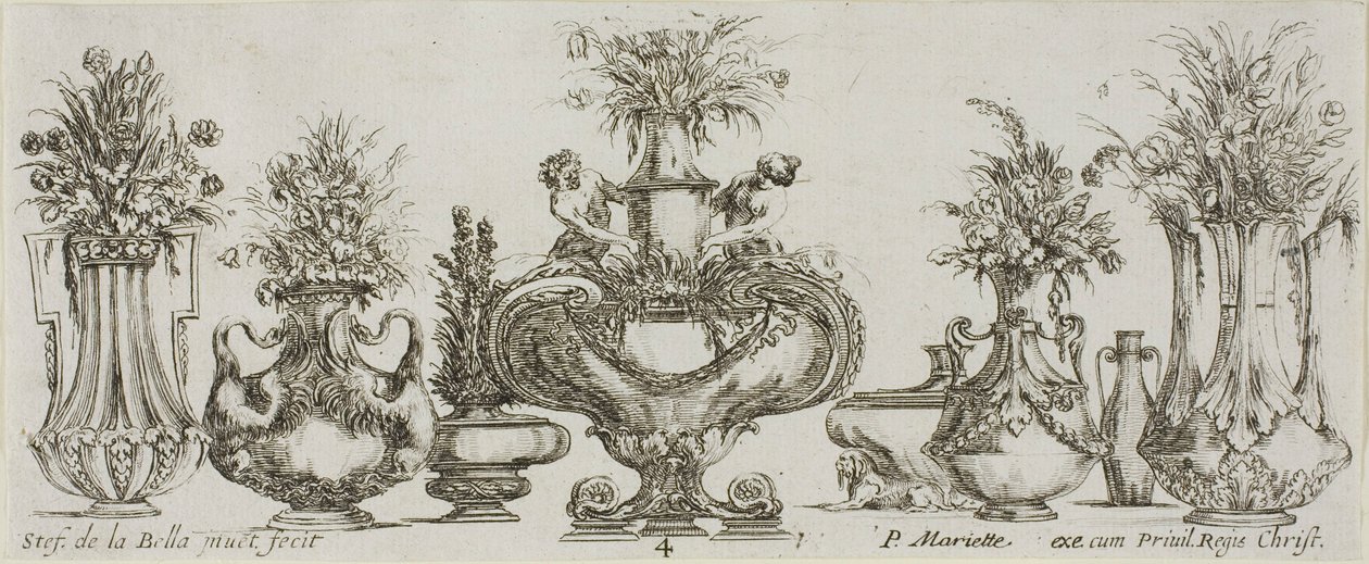 Quatrième planche de la Collection de divers vases - Stefano della Bella