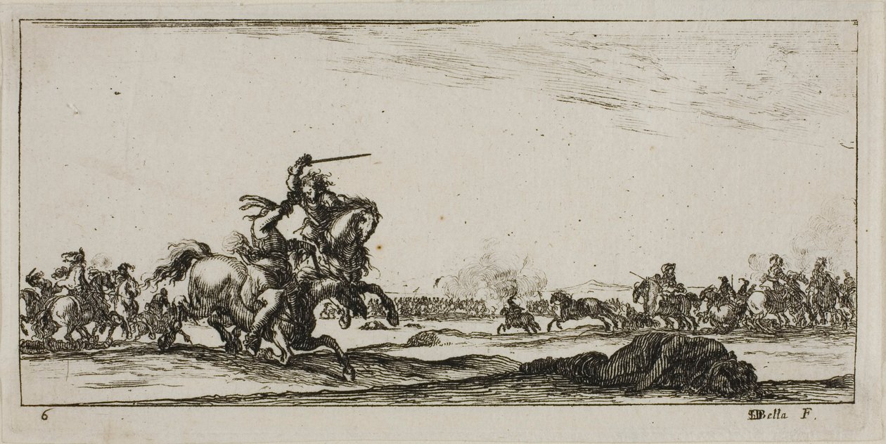Planche six de Dessins de plusieurs mouvements par des soldats - Stefano della Bella