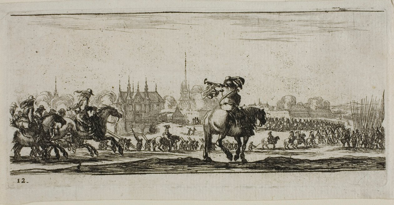 Planche Douze des Dessins de Plusieurs Mouvements par des Soldats - Stefano della Bella