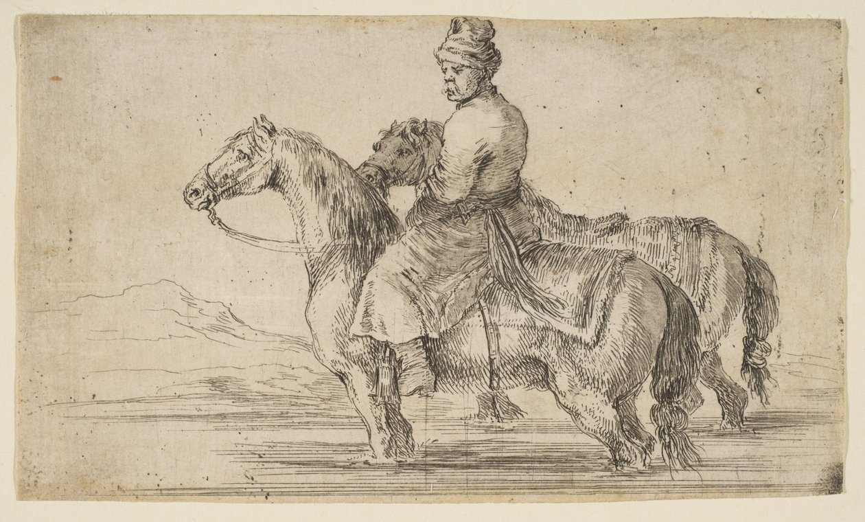 Palefrenier polonais baignant des chevaux, vers 1662 - Stefano della Bella