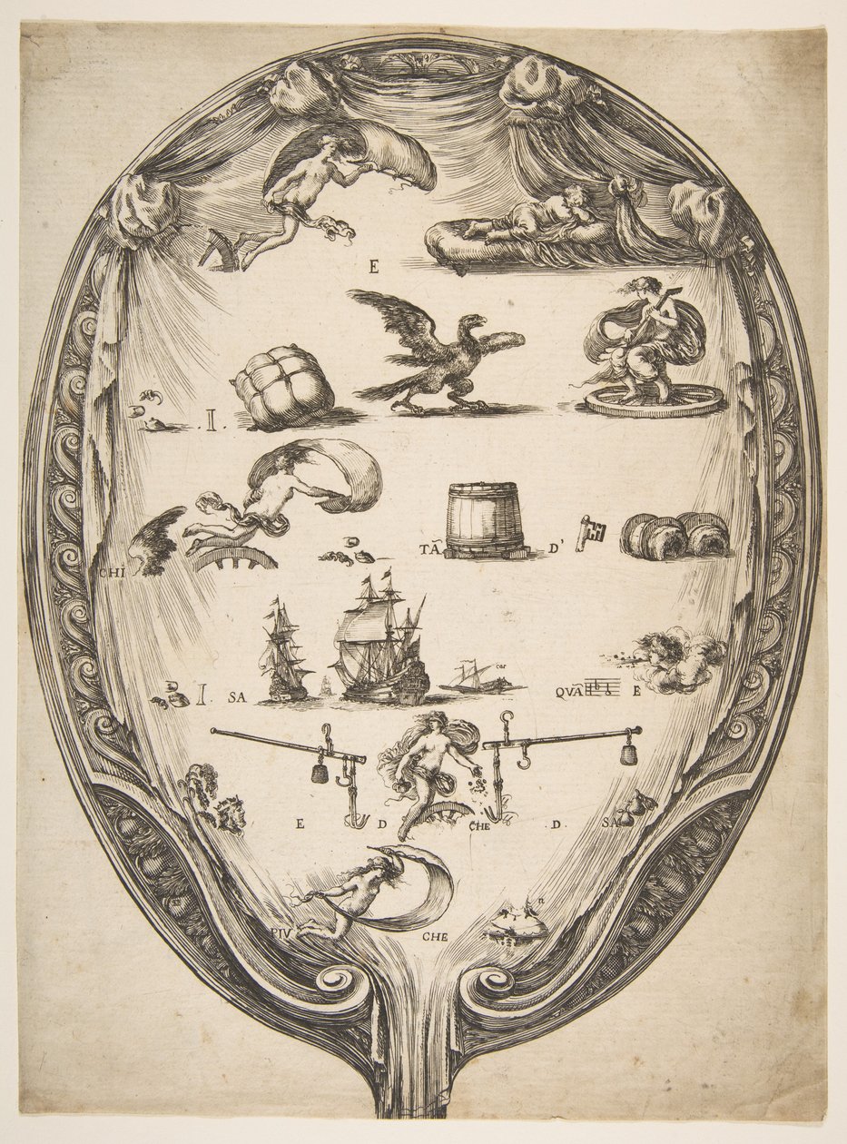 Écran avec Rébus de la Fortune, vers 1639 - Stefano della Bella