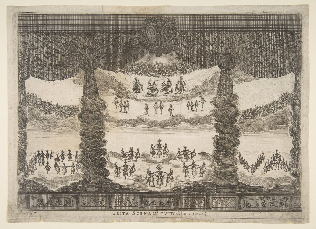 Sixième scène, les cieux, du Mariage des dieux Le nozze degli Dei, 1637 - Stefano della Bella