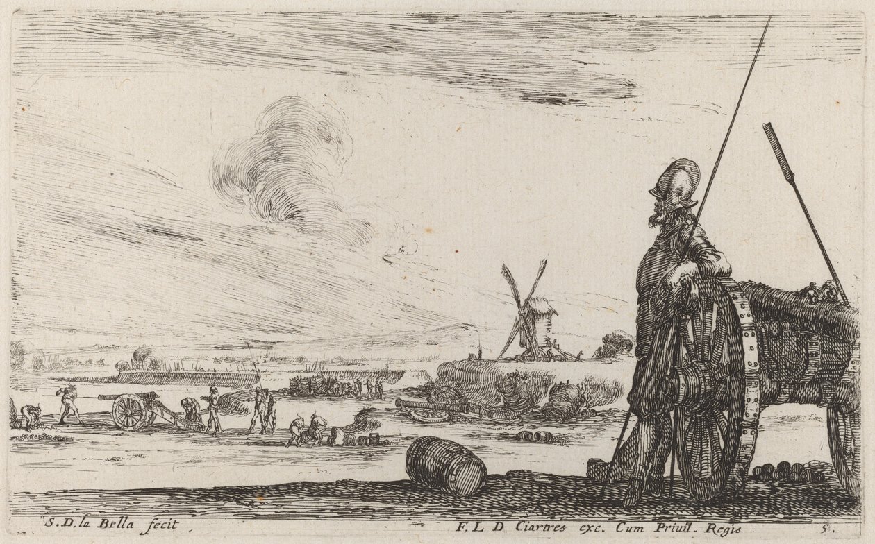 Soldat en armure et un canon - Stefano della Bella