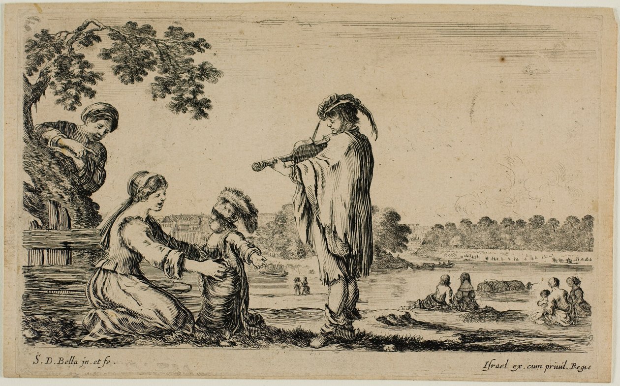 Violoniste debout, de Figures diverses de la campagne - Stefano della Bella