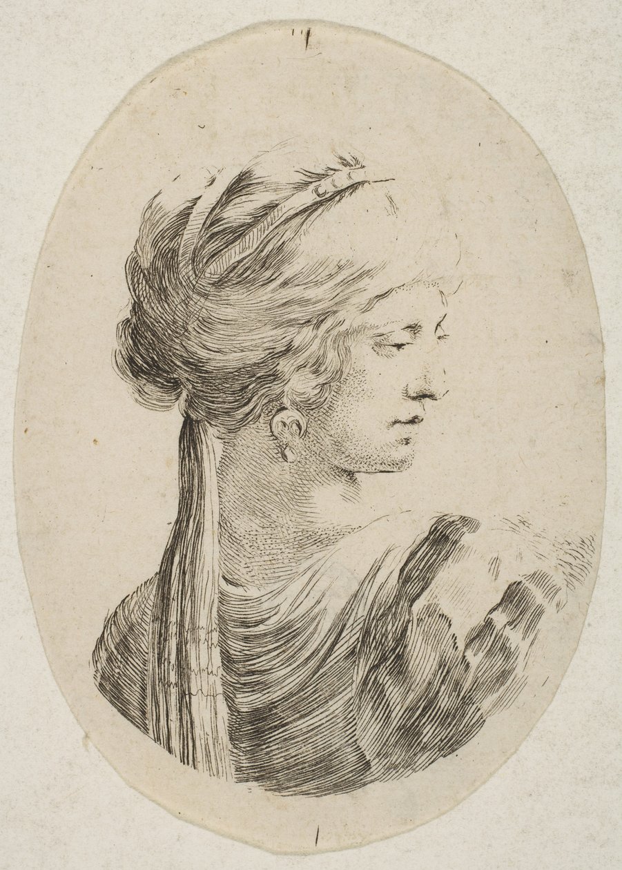 Sultane portant un turban, de profil à droite, de 