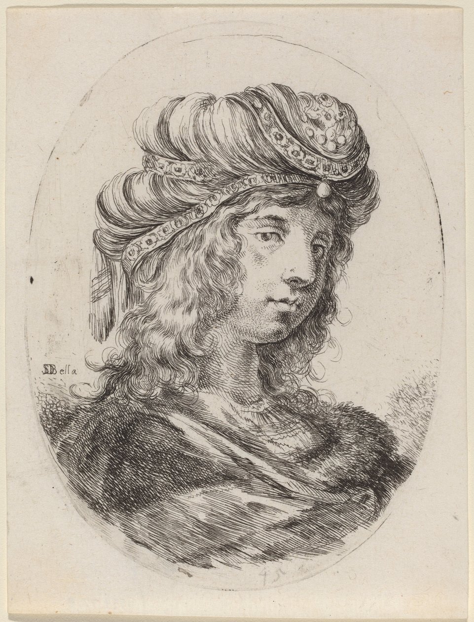 Sultane avec un turban rayé, tournée vers la droite - Stefano della Bella