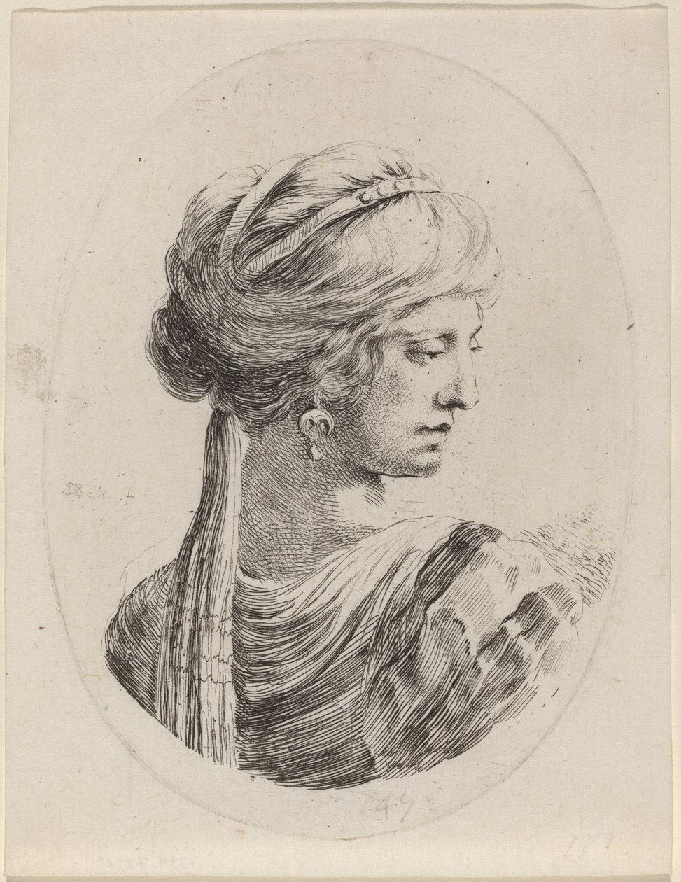 Sultane avec un turban voilé, vue de dos - Stefano della Bella