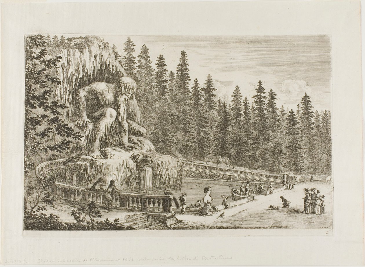 La Statue Colossale des Apennins, des Vues de la Villa di Pratolino - Stefano della Bella