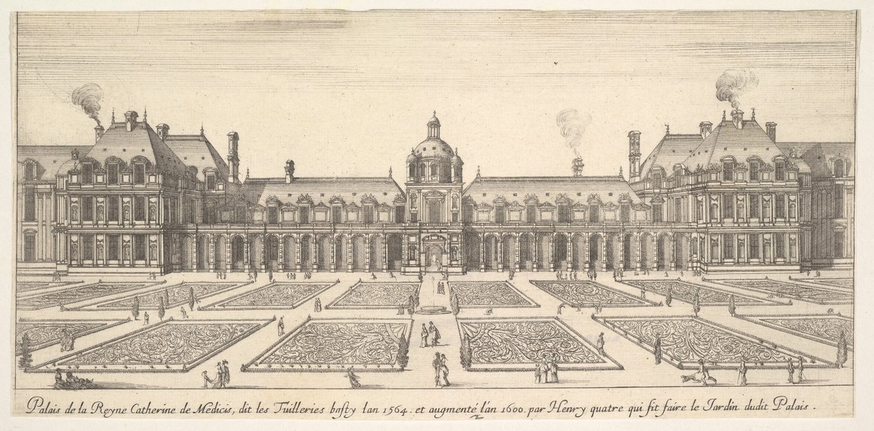 Le palais de Catherine de Médicis, appelé les Tuileries, de Diverses vues de remarqu..., 1649-51 - Stefano della Bella