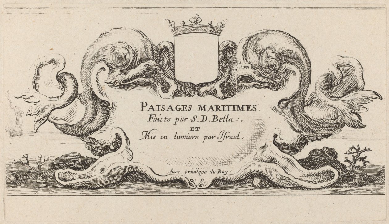 Page de titre pour Paysages maritimes, 1644 - Stefano della Bella