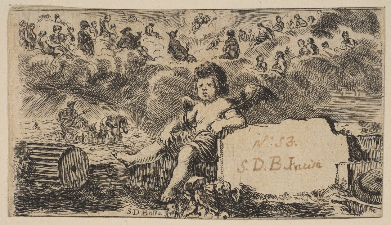 Page de titre : Cupidon, du Jeu de la Mythologie - Stefano della Bella