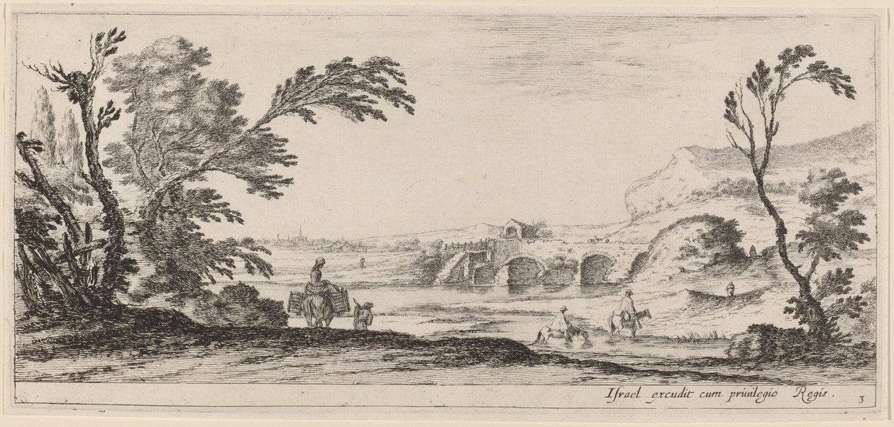 Voyageurs traversant un ruisseau, avant 1647 - Stefano della Bella