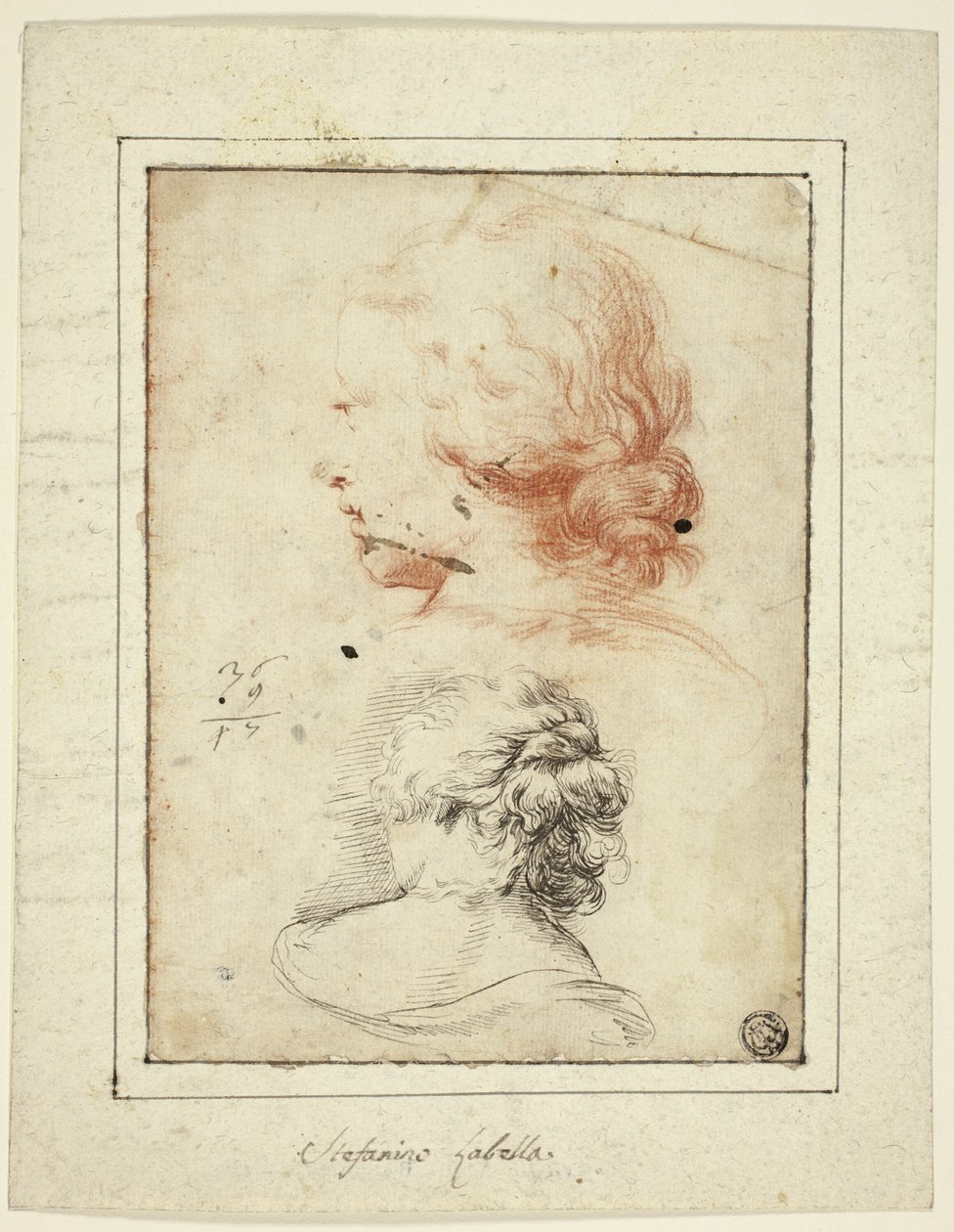 Deux études : Tête de femme en profil trois-quarts ; Buste de femme vu de dos - Stefano della Bella