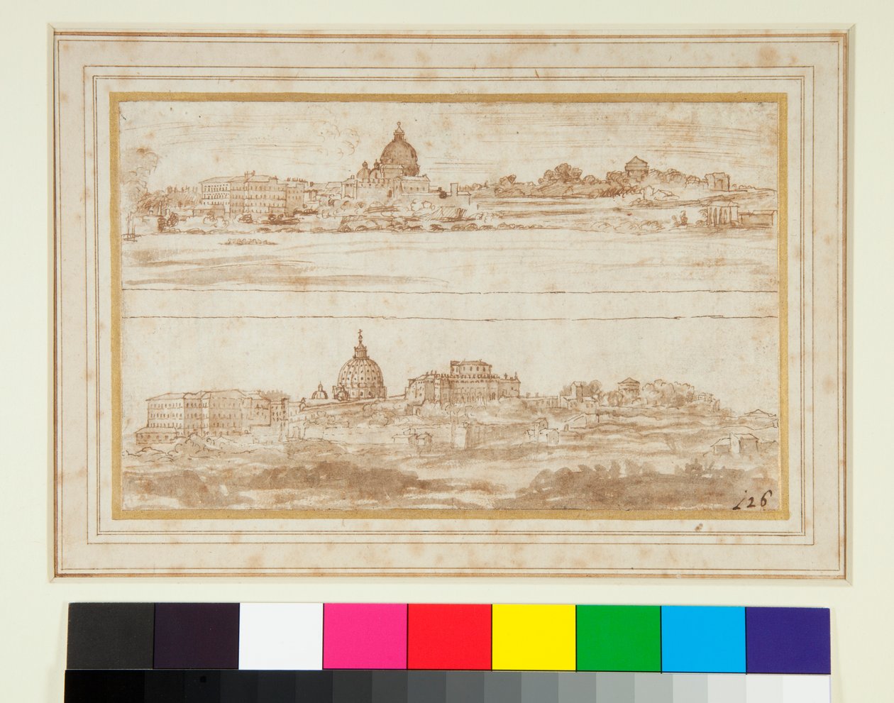 Deux vues de Rome avec le Vatican - Stefano della Bella