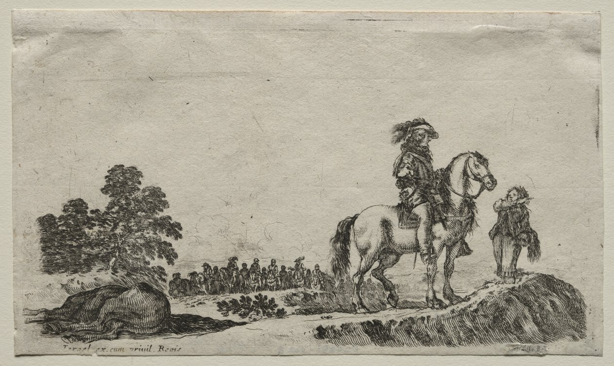 Diverses figures et paysages : Un cavalier perdu demandant son chemin - Stefano della Bella