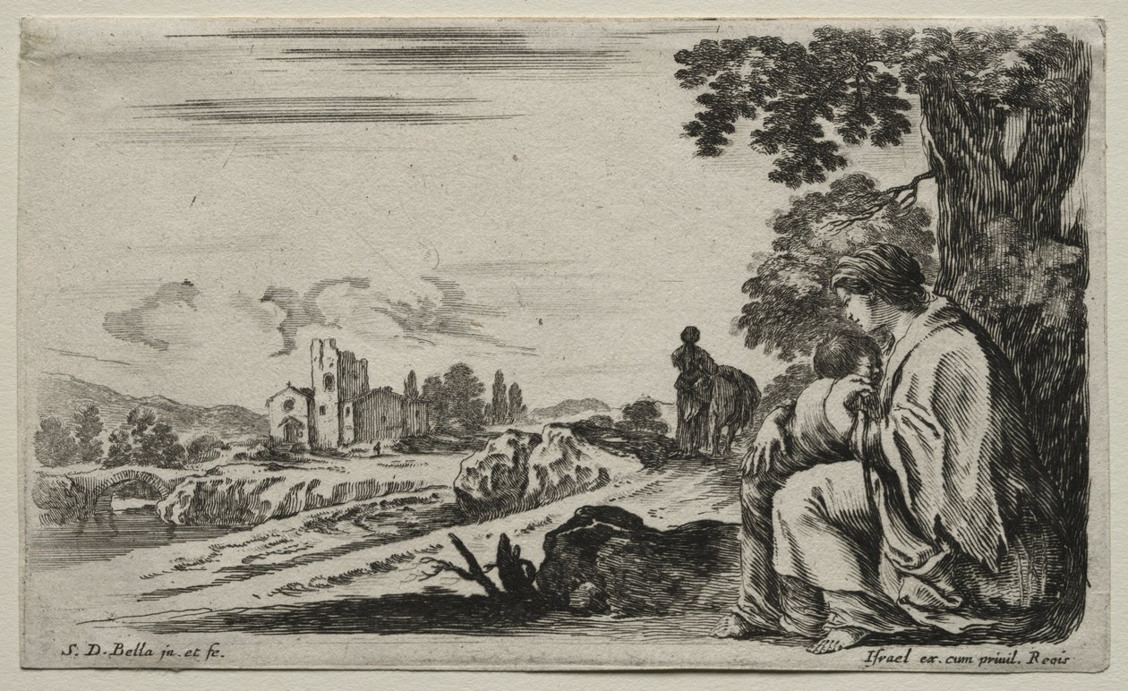 Diverses Figures et Paysages : Une pauvre nourrice assise sous un arbre, 1649 - Stefano della Bella