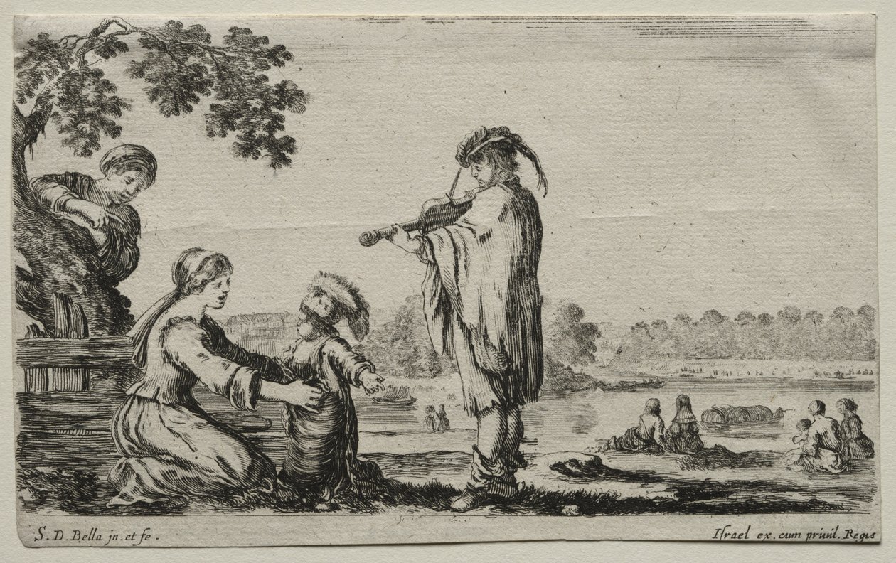 Diverses figures et paysages : Un joueur de violon - Stefano della Bella