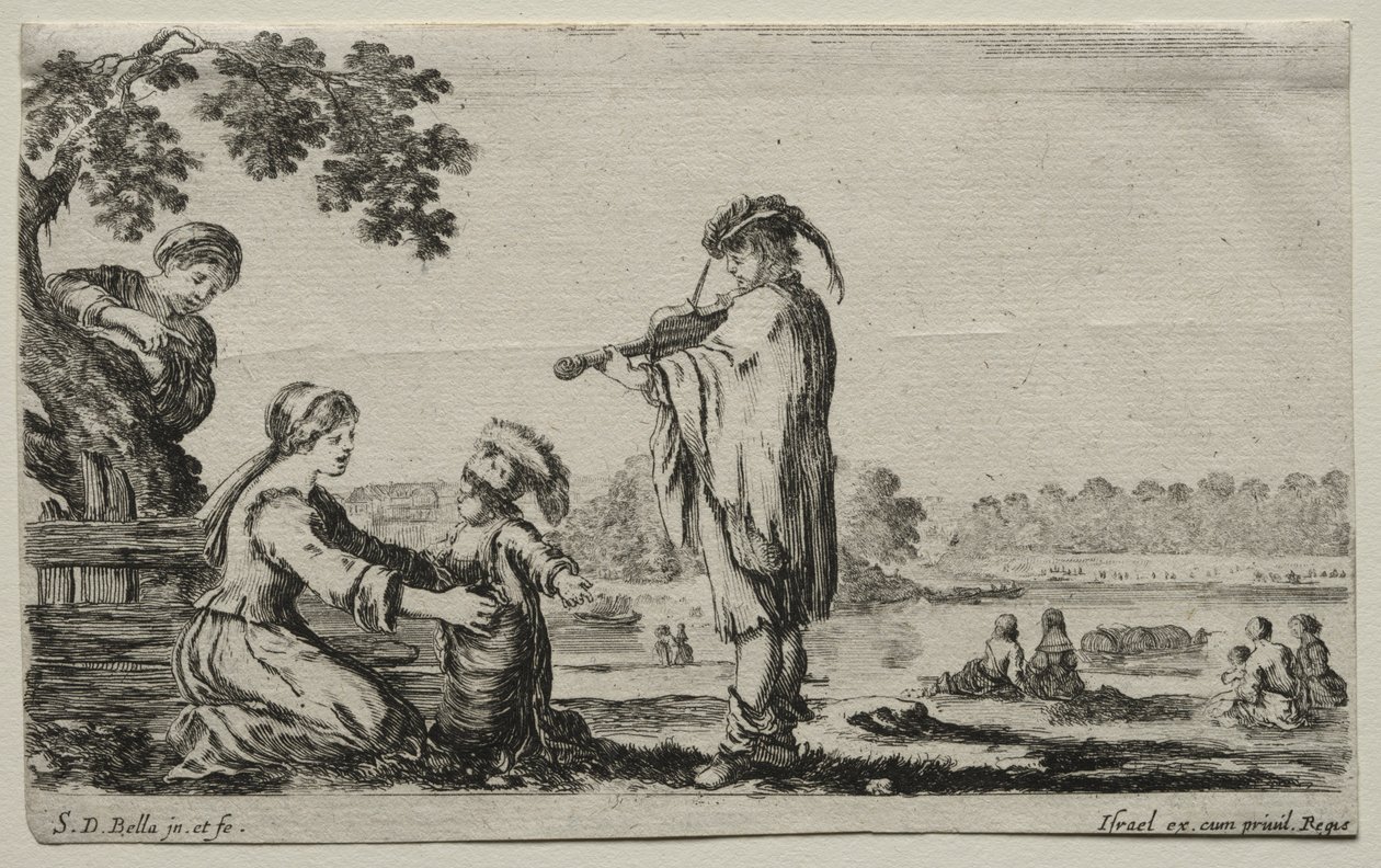 Diverses figures et paysages : Un joueur de violon, 1649 - Stefano della Bella