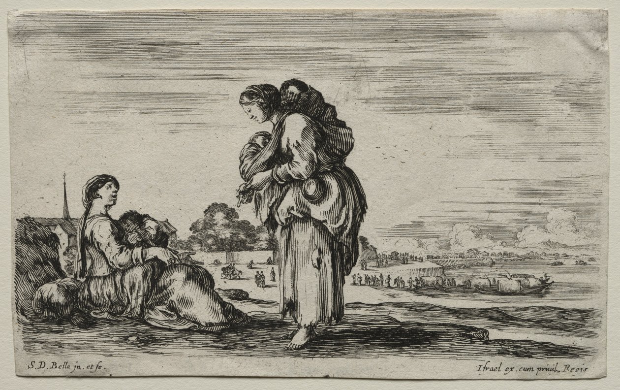 Diverses figures et paysages : Deux mères discutant ensemble, 1649 - Stefano della Bella