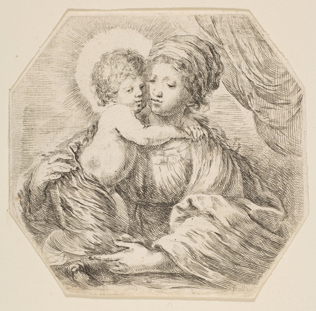 Vierge et Enfant Jésus, une composition octogonale - Stefano della Bella