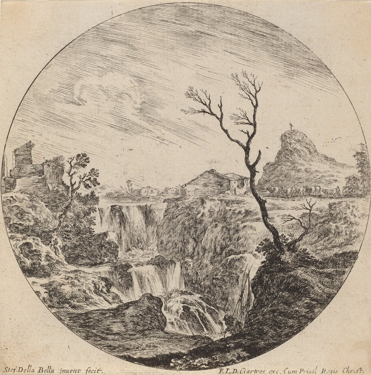 Cascade à trois niveaux, 1646 - Stefano della Bella