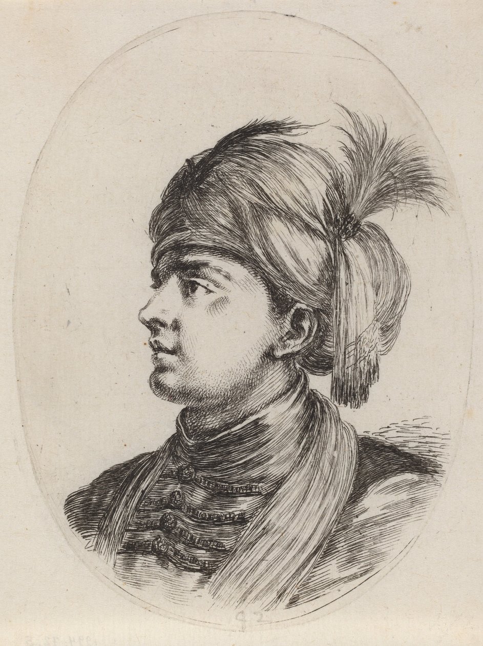 Jeune Maure avec un turban à plumes, tourné vers la gauche, 1649-1650 - Stefano della Bella