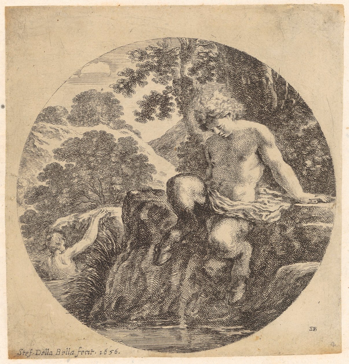 Deux satyres sur la rive du fleuve - Stefano della Bella