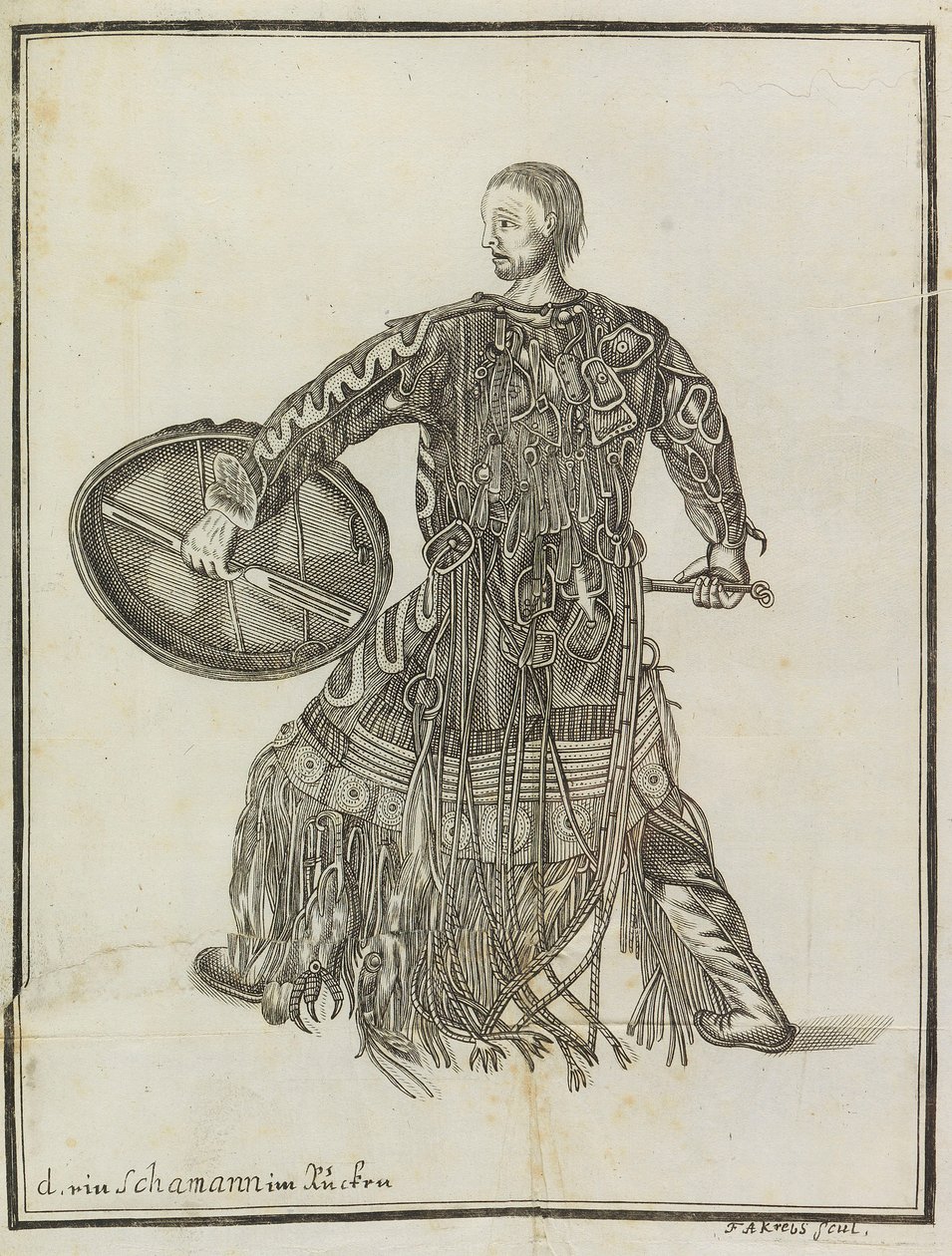 Un chaman. De la Description du pays Kamtchatka, vers 1750 - Steller